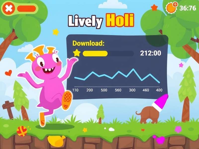 Lively Holi Run gameplay screenshot showing colorful characters